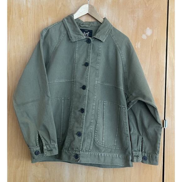 TRF by Zara Oversize Green Denim Chore Jacket Size Medium - Picture 2 of 4